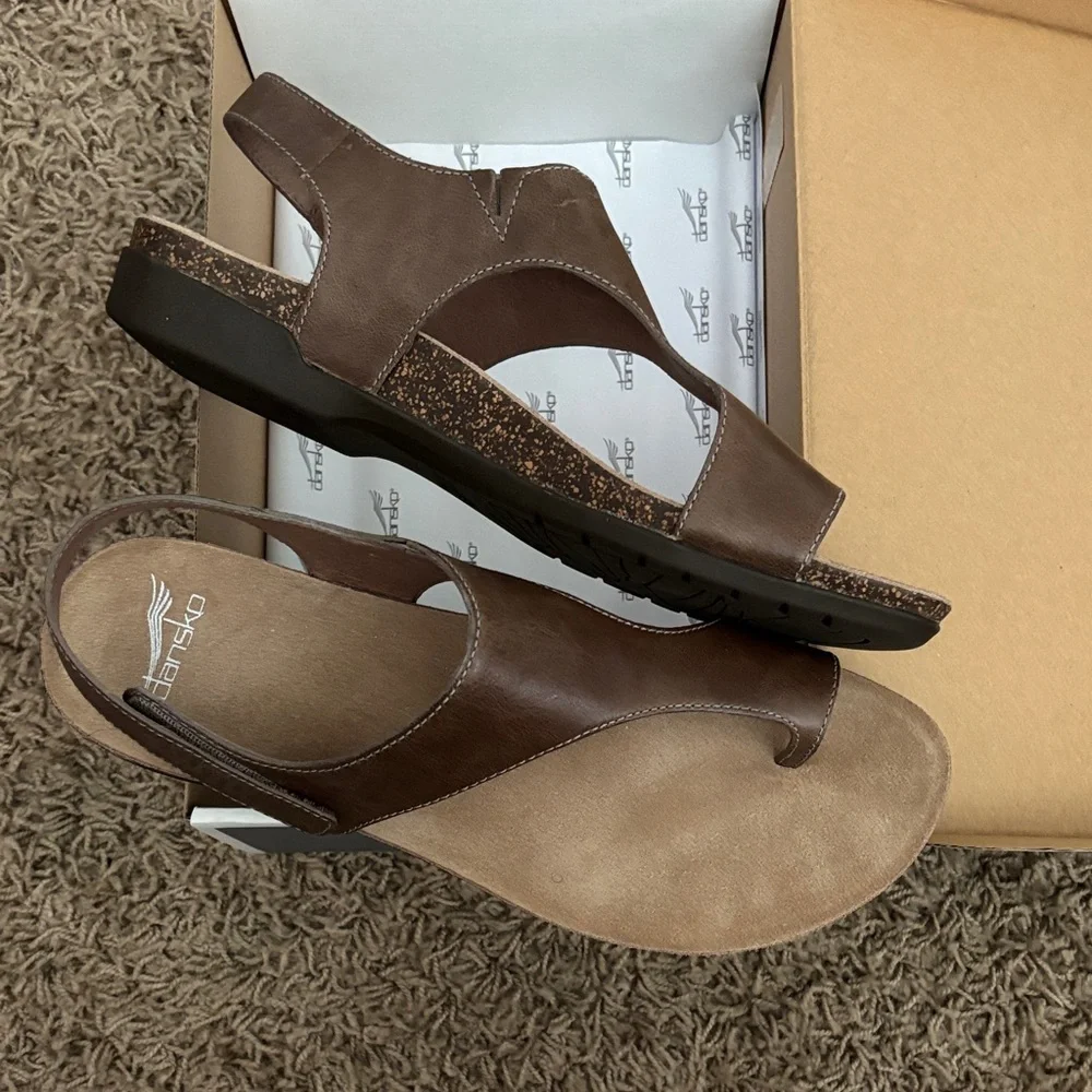 Dansko Women's Dark Brown Leather Sandals - Picture 3 of 5